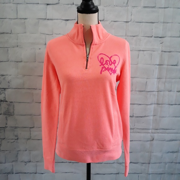 PINK Victoria's Secret Sweaters - Victoria’s Secret PINK Half Zip Sweatshirt Sz Xs
